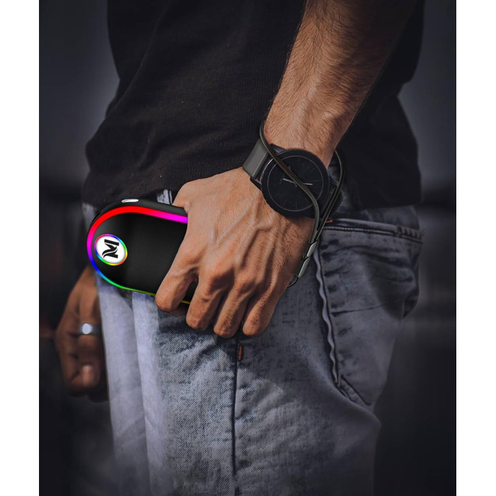 Електричний підігрівач для рук 10000mAh з підсвічуванням (7 кольорів), перезаряджуваний, портативний, чорний - ідеальний зимовий подарунок для чоловіків та жінок