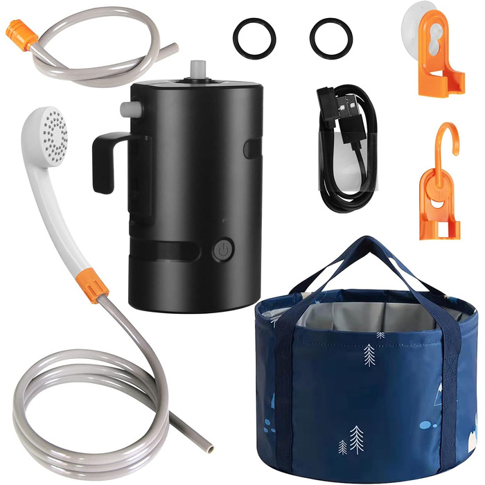 Портативна душова Koopsmate з LED-підсвічуванням та акумулятором 4400mAh, електрична помпа, 20L мішок для води, для кемпінгу, подорожей та домашніх тварин
