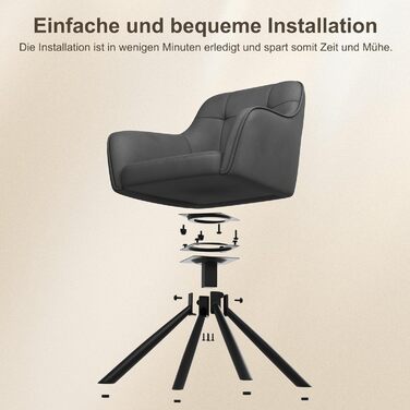 YOUDENOVA Комплект з 2-х обідніх стільців, 360° обертання з підлокітниками, оксамитовий м'який стілець для обідньої кімнати, кухні, вітальні та офісу, стільці для обідньої кімнати темно-сірий, комплект 2 шт.