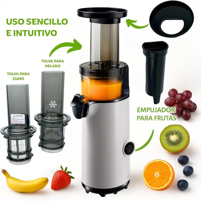 Електричний соковитискач JuiceInstant Kompakter: холодний віджим, BPA-free, з фільтром, сірий