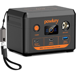 Портативна електростанція POWKEY 30000mAh з LiFePO4 акумулятором, 100W USB-C, LED-ліхтар для ноутбуків, iPhone, MacBook, Samsung та інших пристроїв