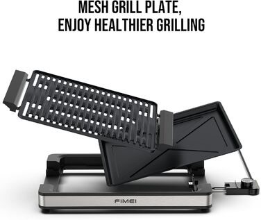 Електричний гриль FIMEI для столу 1800W з антипригарним покриттям, регулюванням температури, для балкону, дому та вулиці, з піддоном для збору жиру (можна мити в посудомийній машині)