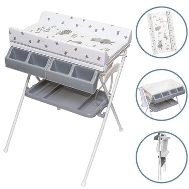 ib style® KOA: Комод для переодягання з ванночкою 2-в-1 | Зручний, складаний | Для малюків | Сірий MY LITTLE FARM