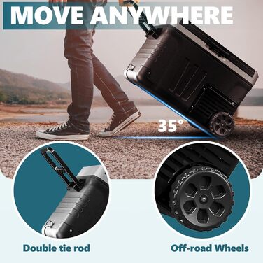 Автохолодильник EUHOMY 35L з Wi-Fi та компресором: 12/24V, 220-240V, -20℃~20℃, з колесами та кошиками для подорожей та кемпінгу (Чорний)