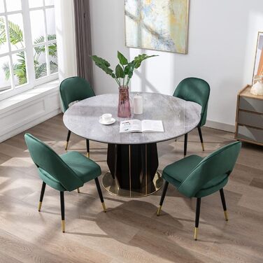 Набір з 2 м'яких крісел з велюру для вітальні та кухні. Сучасний дизайн, без підлокітників, металеві ніжки. 2 шт. (4 шт., зелений)