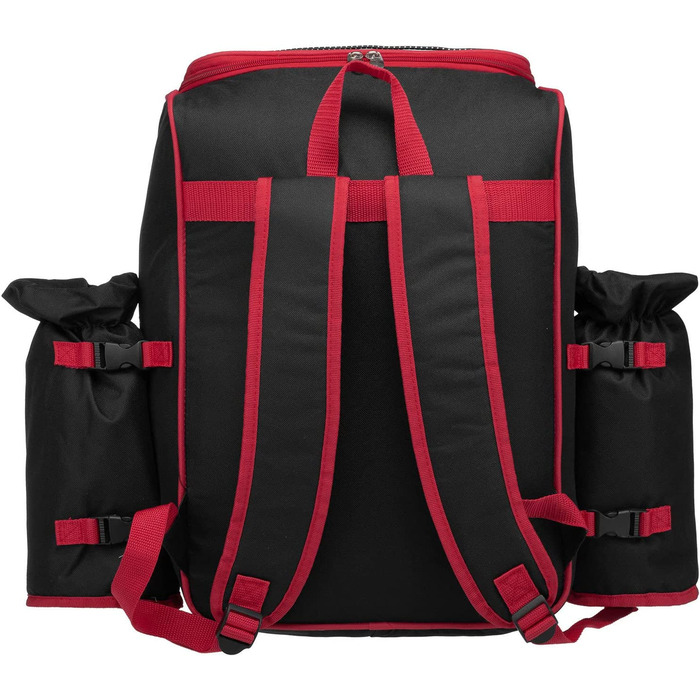 Рюкзак для пікніка Andora на 4 особи з інтегрованою сумкою-холодильником, зелений, з аксесуарами (чорно-білий у горошок)