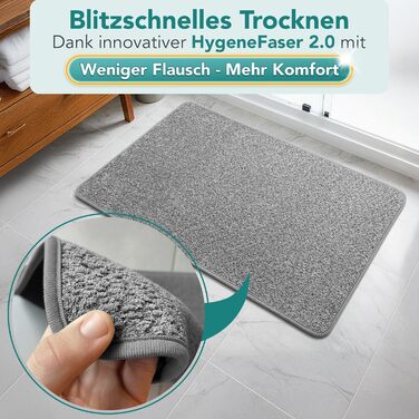 Килимок для ванної кімнати сірого кольору, антиковзкий, швидковисихаючий, 50x80 см
