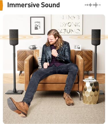 Підставка для колонок Perlegear PGSS12, регульована висота 83-107 см, для сателітної акустики, з кабельною організацією, 6 кг