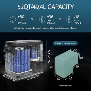 Автомобільний компресорний холодильник Alpicool NCF45 50л, -20°C до +20°C, для авто, кемпінгу, вантажівок, човнів, чорний