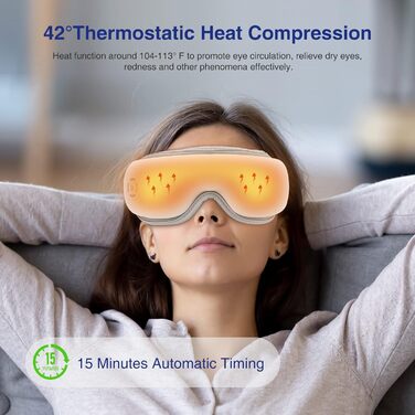 Електричний масажер для очей з підігрівом, вібрацією та Bluetooth, 5 режимів, для зменшення темних кіл та сухості очей, подарунок для сім'ї