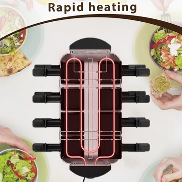 Електрогриль Raclette SUBTLETY для 8 осіб з гранітною плитою, антипригарним покриттям та 14 порціонними формами