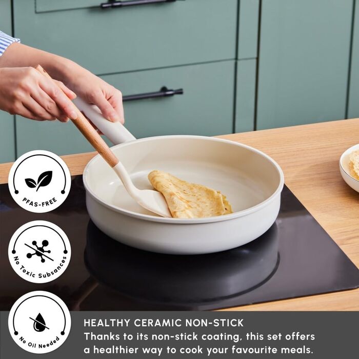 Набір посуду Karaca Valenti: 7 предметів, керамічне покриття SwissCrystal, антипригарне, з кришками та сковорода