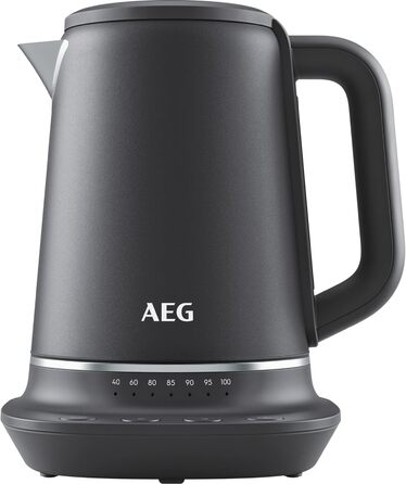 Електричний чайник AEG K7-1-6BP: 1.7 л, 7 температур, захист від накипу, LED-дисплей, сірий