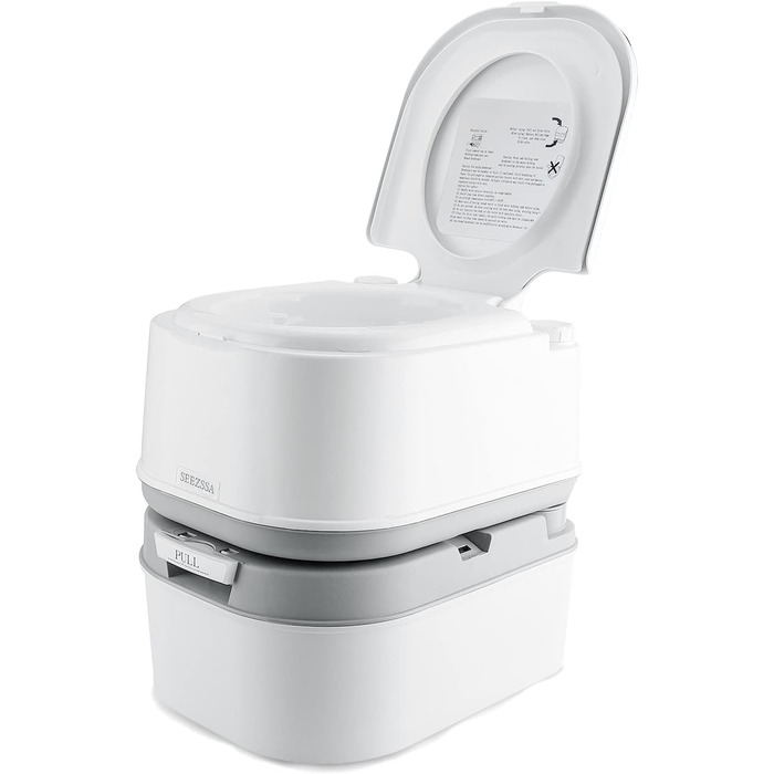 Мобільний туалет для кемпінгу з баком 24L та 20L, з бачком, покажчиком рівня води та щіткою