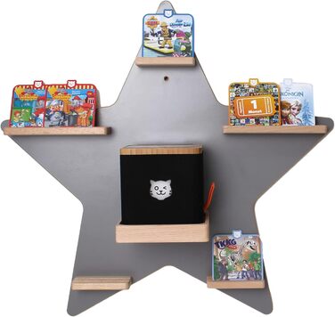 Полиця BOARTI Tigerbox зірка підходить для tigerbox Touch і 21 tigercards, дитяча полиця для ігор і колекціонування (сіра)