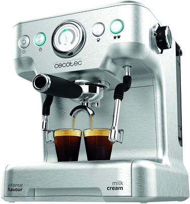 Еспресо-машина Cecotec Cumbia Power Espresso 20 Barista Aromax: 2900 Вт, 2 системи нагріву, 20 бар, манометр, подвійний фільтр