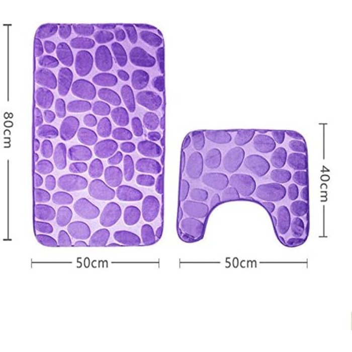Набір нековзних килимків для ванної з 2 предметів, дихаючі килимки з піни з ефектом пам'яті, зручні м'які водопоглинаючі Килимки для туалету, ванної кімнати, нековзна підставка для підставки (фіолетовий)