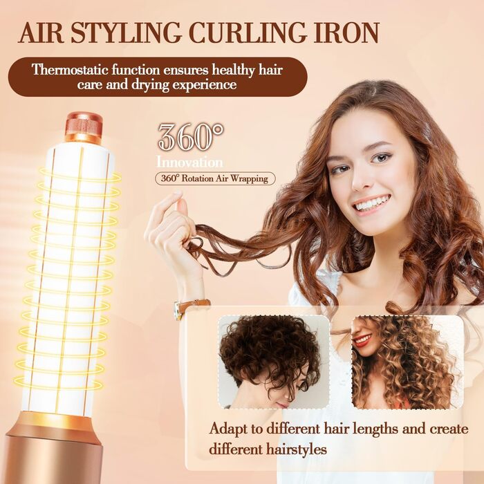 Фен Air Styler 7 в 1 з аксесуарами, портативний туристичний фен (White S)