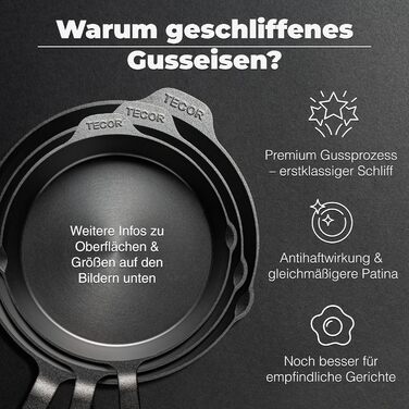 Сковорода з чавуну для індукційних плит, нешліфована, універсальна, 24 см - Сковорода з чавуну преміум-якість, антипригарна, для індукції