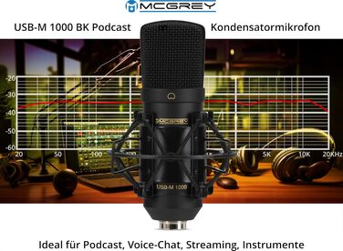 McGrey USB-M 1000 BK: Конденсаторний мікрофон для подкастів, стрімінгу та геймінгу. Чорний