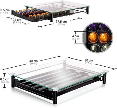Підставка для капсул Nespresso Masthome, 60 капсул, скло, з серветкою для чищення