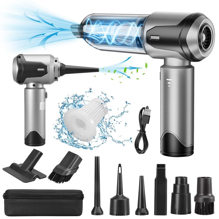 Акумуляторний ручний пилосос 4-в-1 для авто та дому, безщітковий двигун 26000Па, 3 режими потужності, для шерсті тварин та кухні