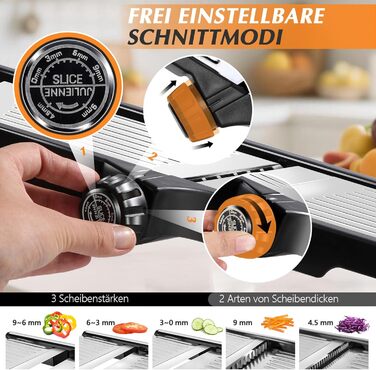 Машхом Мандоліна для овочів 5-в-1 з нержавіючої сталі, регульована, для овочів, фруктів, картоплі, помідорів, цибулі, 40 см