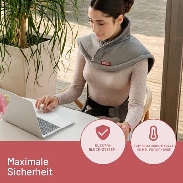 Грілка для шиї та плечей Imetec Intellisense - 47x52 см, 5 температур, електрозахист, антиалергенна тканина, машинне прання