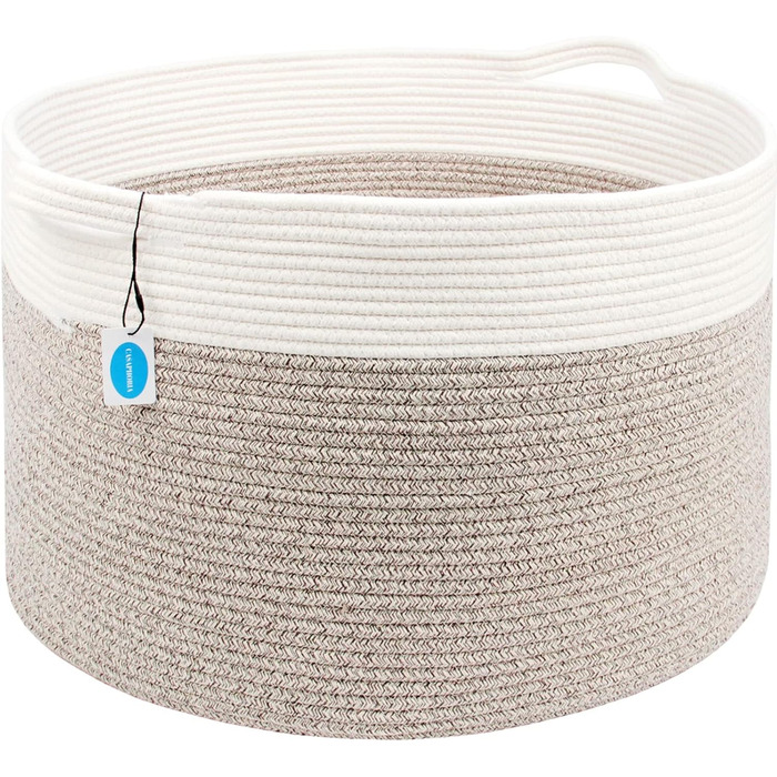 Кошик для дому Casaphoria з бавовняного шнура, XXL, кремово-коричневий (55,9 x 55,9 x 35,6 см)