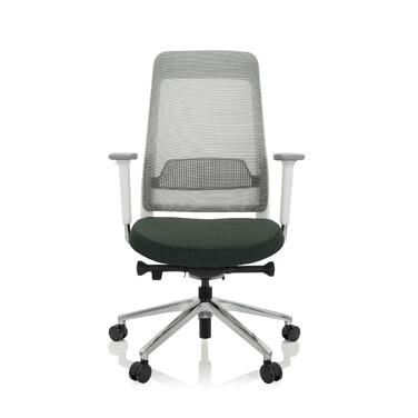 Офісне крісло / поворотне крісло CHIARO T2 WHITE сітка / тканина темно-зелений / сірий hjh OFFICE