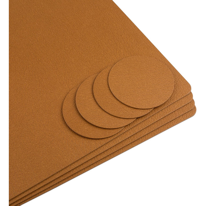 Набори серветок на стіл, 4 шт. – Екологічні, стабільні та нековзні – З високоякісної переробленої шкіри, Made in Germany (Bison)