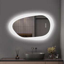 Дзеркало для ванної кімнати YOLEO з підсвічуванням 90x70 см, LED дзеркало з переднім та заднім освітленням, дзеркало з пам'яттю, 3 регульовані кольори світла, антизапар, (100L x 66B cm)