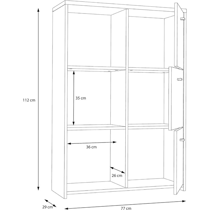 Комод FORTE BEST CHEST з 3 дверцятами та 2 шухлядами, інженерна деревина, 77,1 x 77,3 x 29,6 см (Дуб Ремісник / Білий, SQNK321-C804)