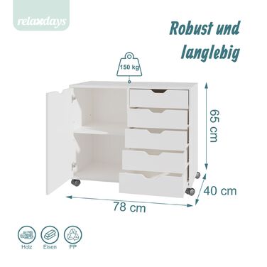 Relaxdays Роликовий контейнер з шухлядами та відсіками