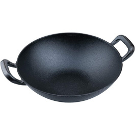 Чавунна сковорода-вок SANTOS XXL кругла чавунна сковорода-вок Ø Топка для гриля-ідеально підходить для багаття, вогнищевої ями, вугільного або газового гриля (32 см)
