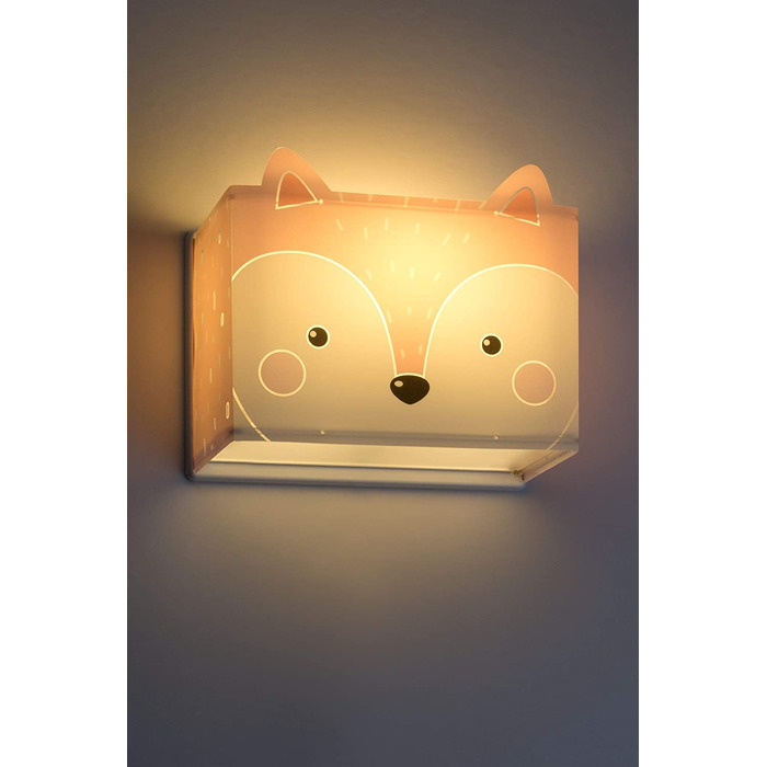 Дитячий настінний світильник - лампа Dalber зі зображенням маленької лисиці, Лисиця, тварини, троянда