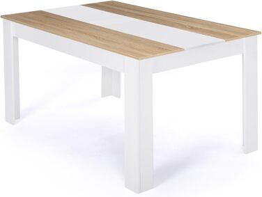 Обідній стіл Georgia прямокутний, на 8 осіб, білий та з імітацією буку, 160 x 90 см