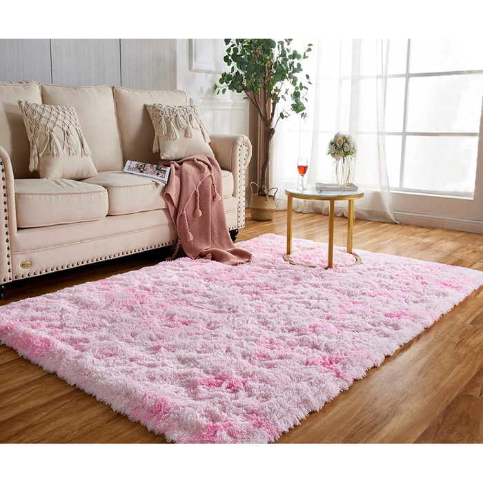 Килим з високим ворсом килим строкатий волохатий килим килим з високим ворсом м'який м'який килим для дитячої кімнати гарний килим(90*160 см) (90x160 см, світло-рожевий)