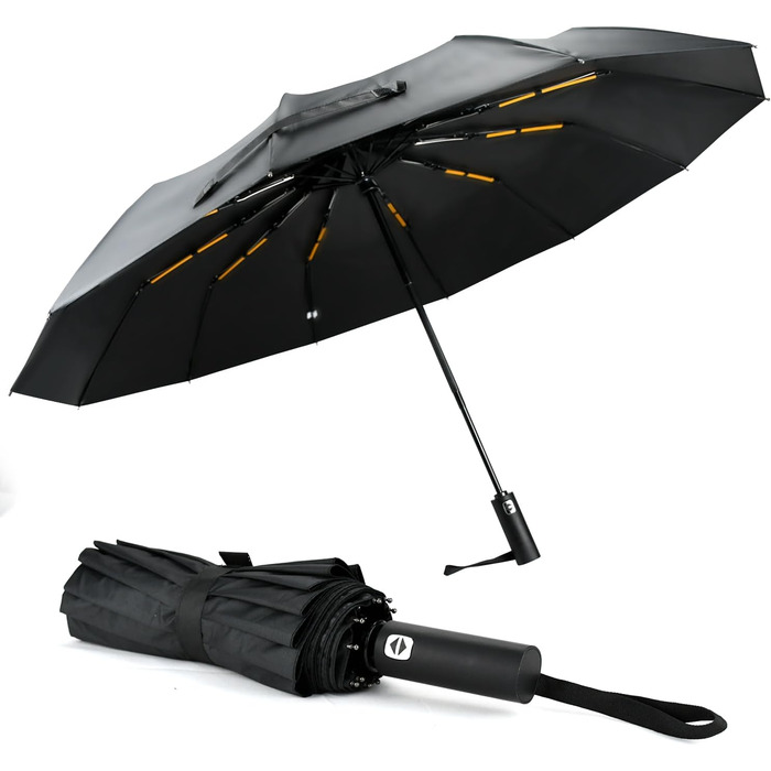 Штормова парасолька, автоматичне відкриття та закриття, 12 ребер зі скловолокна, компактна, для чоловіків та жінок