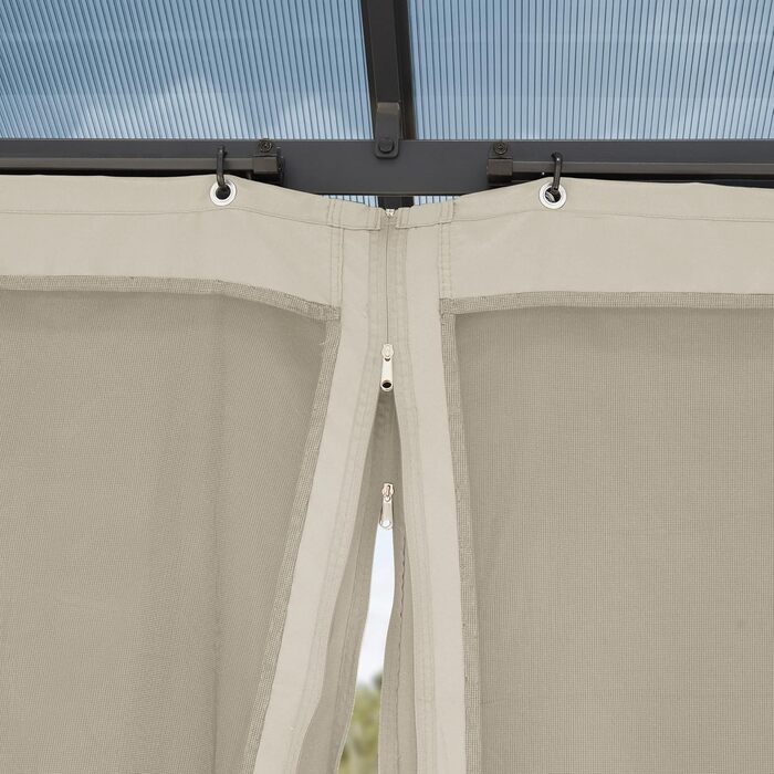 Пергола Gartenpavillon Polycarbonat 3x3 м, бежева, з 4 боковинами та москітними сітками