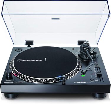 Програвач вінілових платівок Audio-Technica LP120XUSB, чорний, аналоговий і USB, з прямим приводом, комплект з карбоновою щіткою