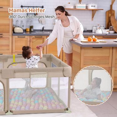 Дитячий ігровий центр Dripex 124x124 см, сірий. Laufstall (біговий загін) з дихаючою сіткою, Laufgitter, Playpen.