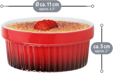 Миска - Жароміцні рамеки червоного кольору - Миски для крем-брюле - Десертна миска (06 шт. - 250 мл червоного кольору, Ø 11 см), 6 шт., Ragout Fin