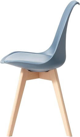 Обідні стільці скандинавського стилю, ретро-дизайн, м'які, для кухні/офісу, з масивних букових ніжок (набір 6 шт., темно-синій)