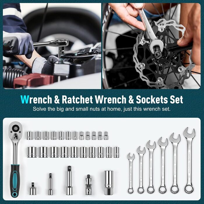 Набір інструментів Sundpey 379 предметів в кейсі з висувним ящиком, універсальний набір для дому та ремонту, синій