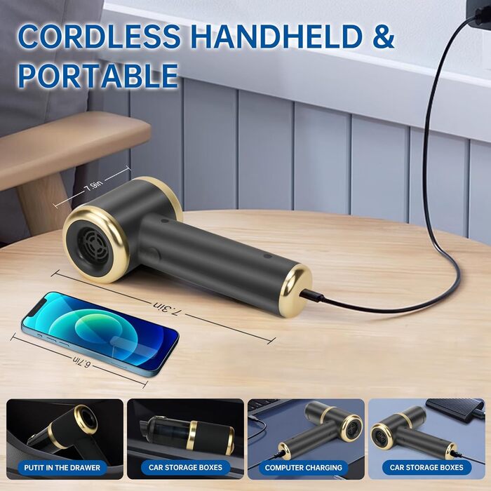 Бездротовий ручний пилосос MKKM для авто та дому, потужність 10000Па, акумулятор 4000mAh, циклонний фільтр для вологого та сухого прибирання, для шерсті тварин