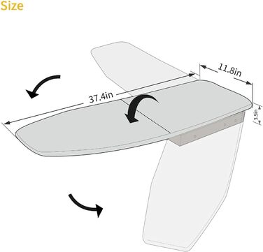 Настінна прасувальна дошка Uyoyous, 95x30 см, складна, поворотна на 180, термостійка, біла