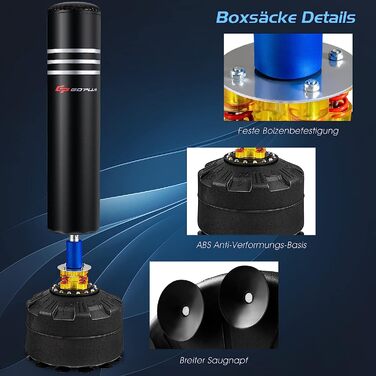 Стояча боксерська груша Costway 175 см, включаючи комплект. Рукавички, боксерська груша, боксерська груша для дорослих і підлітків
