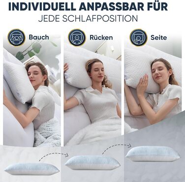Подушка з піною з пам'яті - подушка 40x80, регульована висота - подушки для сну для тих, хто спить на боці та інші - преміум наповнювач проти болю в шиї - легкий вибір потрібної висоти