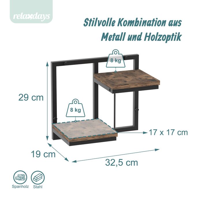 Поличка на стіну Relaxdays в індустріальному стилі